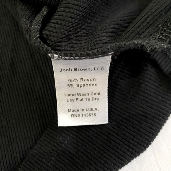 JOAH BROWN Palms Black Ribbed Deep V-Neck Racer Back Swing Tank Top SZ S/M - Picture 6 of 8